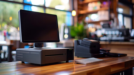Checkout cash register in a busy store