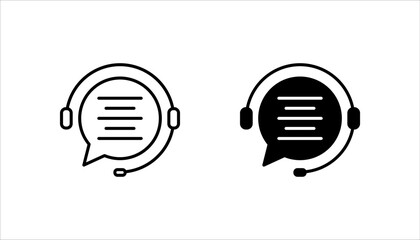 hotline icon set, flat linear change line thickness simple operator logotype graphic unique design isolated on white, concept of client.