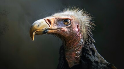 Close-up of a vulture's bald head
