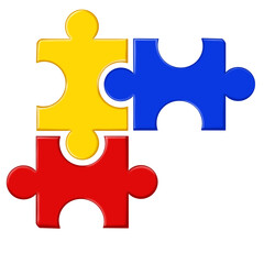 Obraz premium Puzzle compatible icon in flat style. Jigsaw agreement illustration ontrasparent isolated background. Cooperation solution business concept.