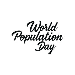 World Population Day text banner lettering black. Hand drawn vector art.
White Background , PNG
