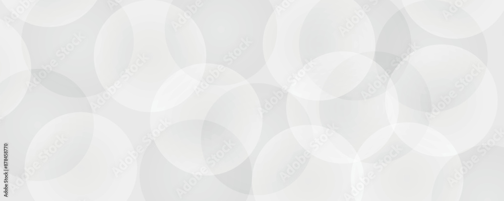 Poster White and grey abstract modern transparency circle presentation background. Vector circles template. gradient vanishing circles. Creative illustration for poster, web, landing, page, cover