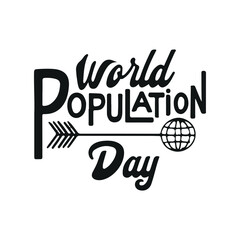 World Population Day text banner lettering black. Hand drawn vector art.
White Background , PNG
