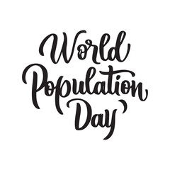 World Population Day text banner lettering black. Hand drawn vector art.
White Background , PNG
