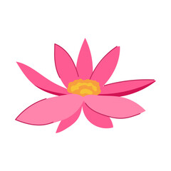 water lotus flower cartoon. gold blossom, zen waterlily, chinese pond water lotus flower sign. isolated symbol vector illustration