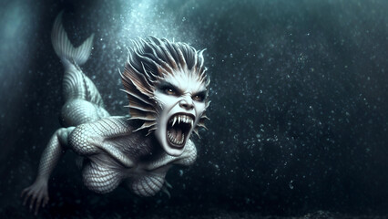 Fierce mermaid, sea demon.