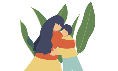 The kindness of a mother holding her child and nature