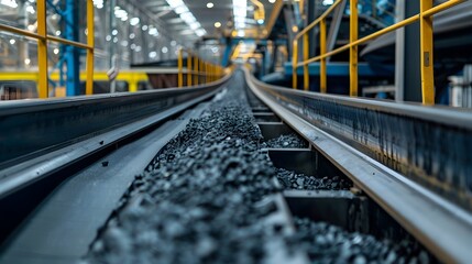 Obraz premium Cutting-edge Conveyor Belt System for Efficient Coal Transport and Mining Technology