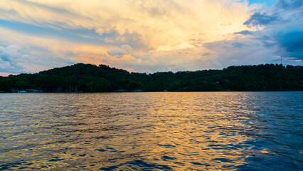 sunset over the lake