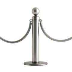 A silver pole with a ball on top of it and a rope attached to it