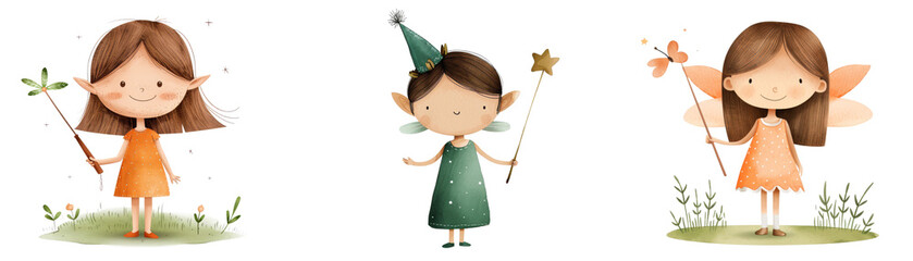 Three little girls dressed as fairies holding wands