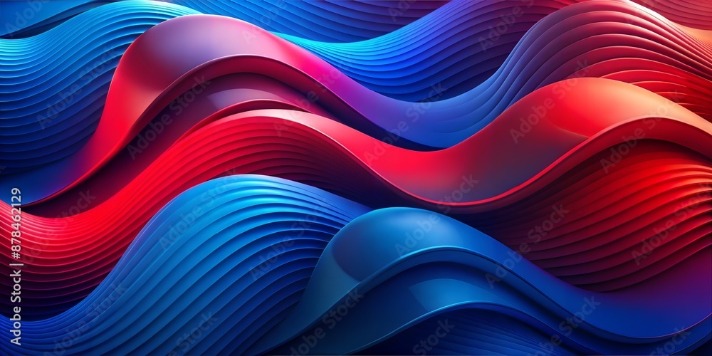Wall mural 3d abstract blue red gradient shape wave pattern liquid banner movement light fluid texture environm