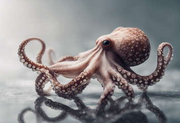Fototapeta premium octopus, white, background, isolated, copy, space, text, advertisement, shot, marine, creature, tentacles, underwater, exotic
