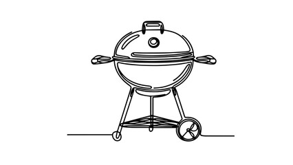 one line illustration of a BBQ grill