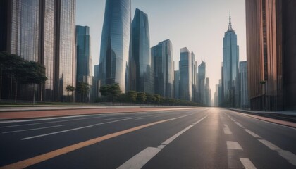 Fototapeta premium city road modern empty modern road cement building empty city landscape street asphalt skyscrapers city