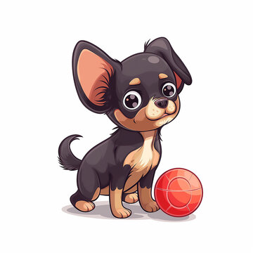 recommend clip art: tiny cute dog playing ball cartoon animal toy character isolated on white background