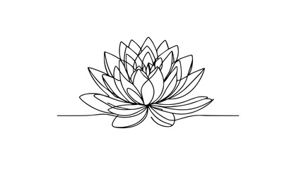 lotus flower one lineillustration