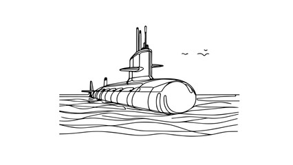 submarine one continuous  line illustration © Ibrahim