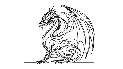 dragon single line illustration