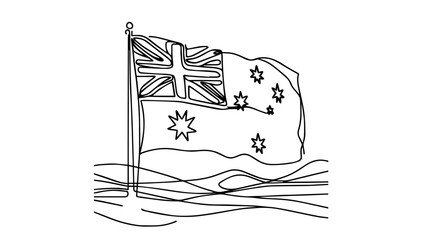 colourless australia flag line art drawing