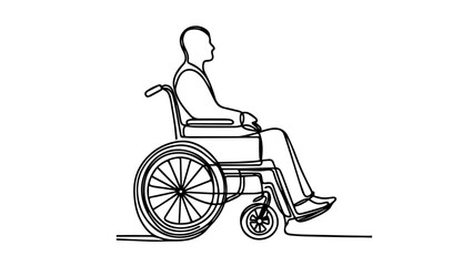 Obraz premium person in wheelchair one line drawing