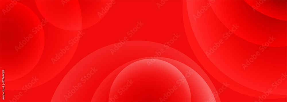 Aufkleber Red abstract modern geometric background with circles. Vibrant color gradation minimalist composition with rounds. Circle effect red texture. Vector illustration