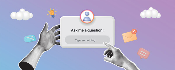 Ask me Question Sticker, Social Media Question, User Interface Design Vector