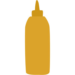mustard sauce bottle, flat yellow bottle, food vector illustration flat design