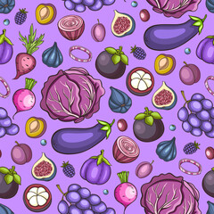 Purple color diet products seamless pattern