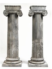 Two Ancient Greek or Roman Columns on white background