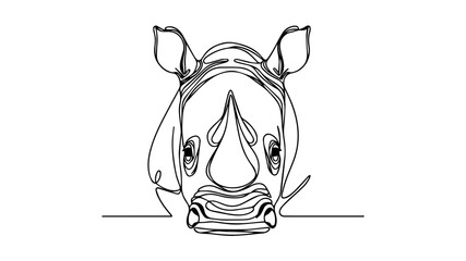 rhinoceros head front view single line illustration