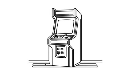 single line illustration of a video game arcade 