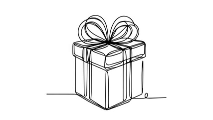 single line illustration of a gift box