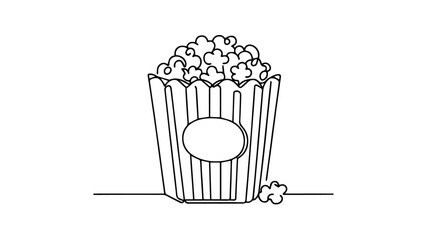 one line drawing of a popcorn bucket