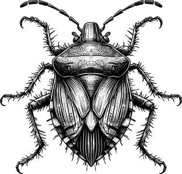 detailed black and white insect drawing clip art preview