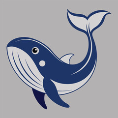 Adorable Blue Whale Kawaii Cartoon Sticker: Colorful Sea Animal Clipart