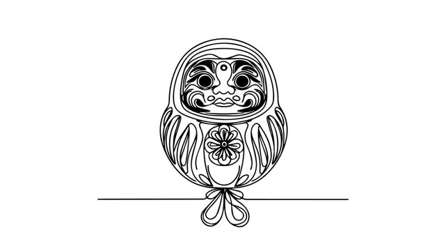 recommend clip art: Daruma Doll single line illustration