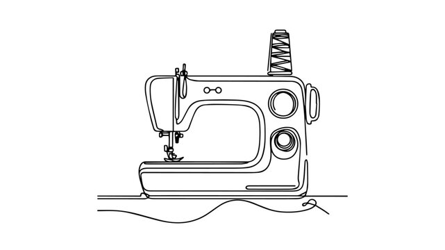 recommend clip art: sewing machine one line illustration