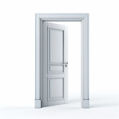 Minimalist white door against a white background