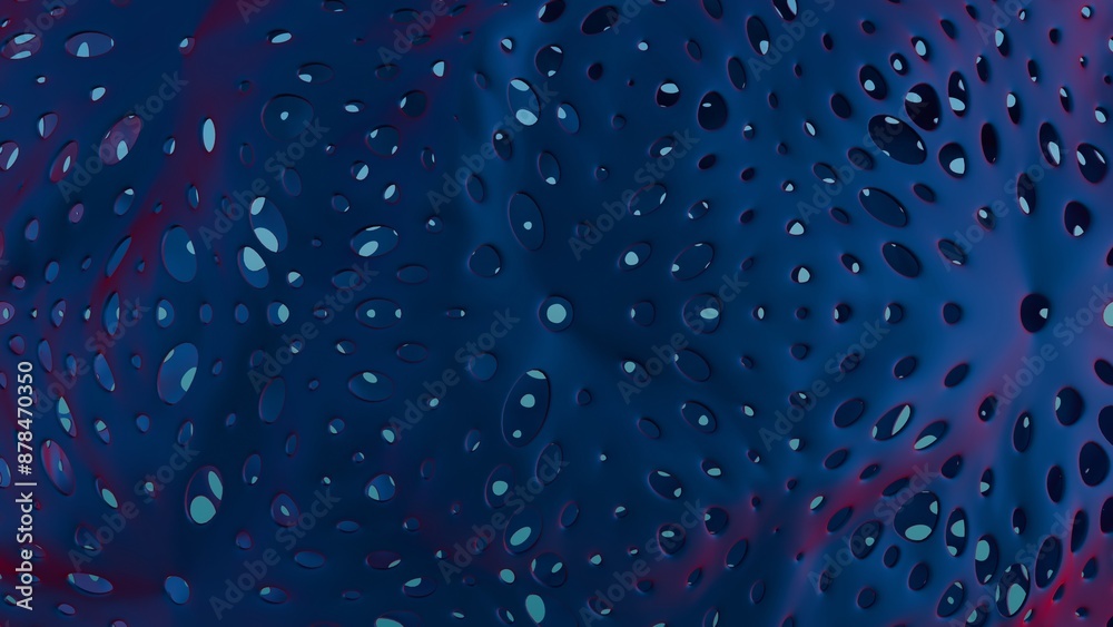 Poster Abstract Wavy Perforated Surface with Soft Pink and Blue Gradient..