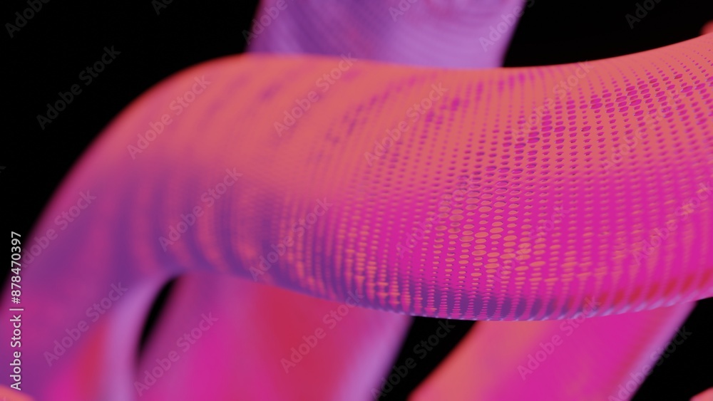 Poster Abstract 3D Structure with Pink and Purple Mesh and Neon Bokeh Background