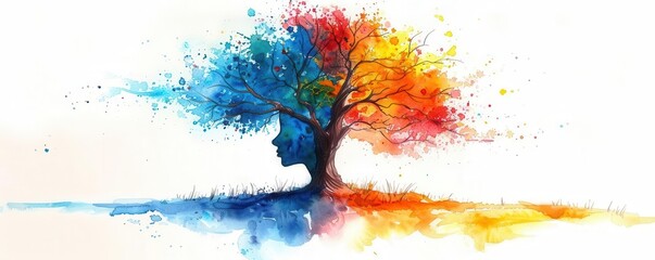personal growth, selfimprovement journey, lifelong learning, vibrant and dynamic, watercolor illustration, isolated on white background