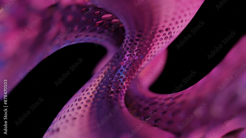 Aufkleber abstract 3d structure with pink and purple mesh and neon bokeh background