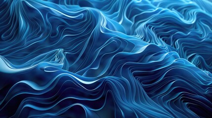 Obraz premium Volumetric blue waves background, dynamic and flowing aquatic design