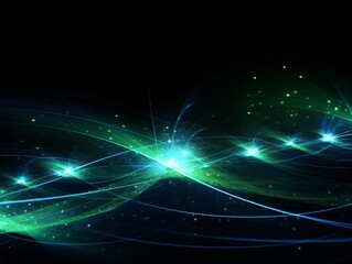 Obraz premium Abstract radio waves in blue and green on a dark background.
