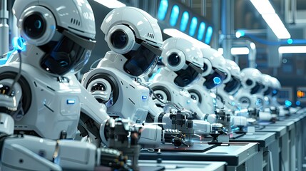 Fototapeta premium A high-tech lab with robots performing automated testing and quality control.