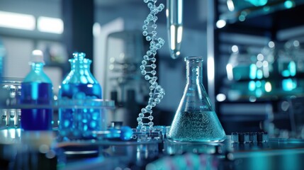 Fototapeta premium Lab scene showing the extraction of DNA strands for engineering