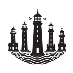 Lighthouse silhouette vector 