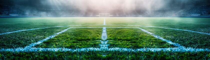 Soccer Field Goal Area, Defined Play Zone with Pitch Goal Lines, Green Grass, White Lines, Sport Background Image for Design, Website, Presentation, or Marketing