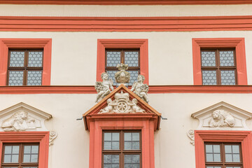 Detail of the decoration on a historic building in Erfurt, Germany